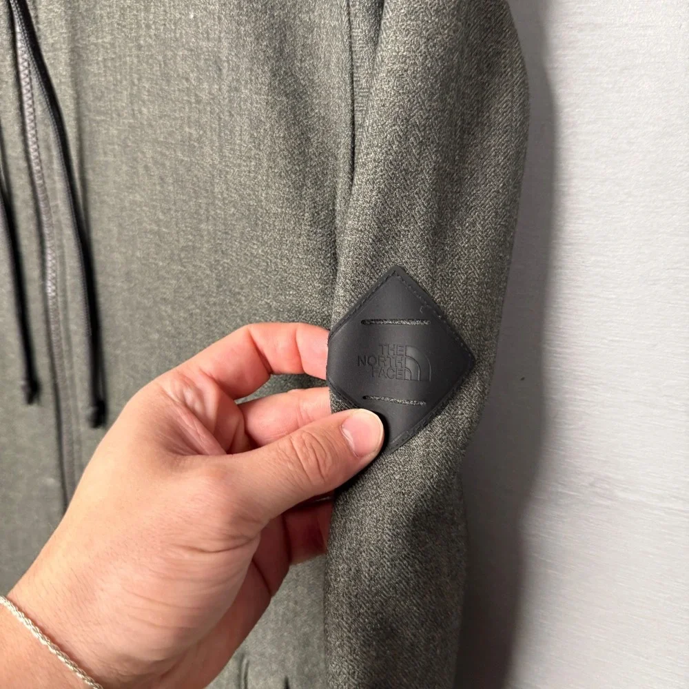The North Face Full Zip Hoodie Grey Heather Fleece Lined Jacket Small Mens